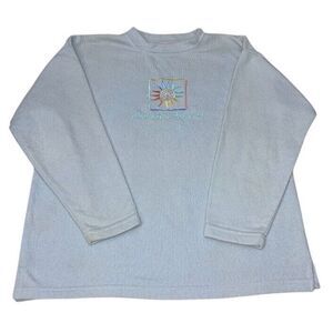 Vintage Clearwater FL Sweater Women's L Blue Knit Crewneck Vintage ESY USA‎ 90's